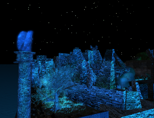 青い月光の古城