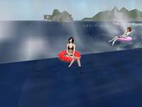 浮き輪で波乗り＾＾