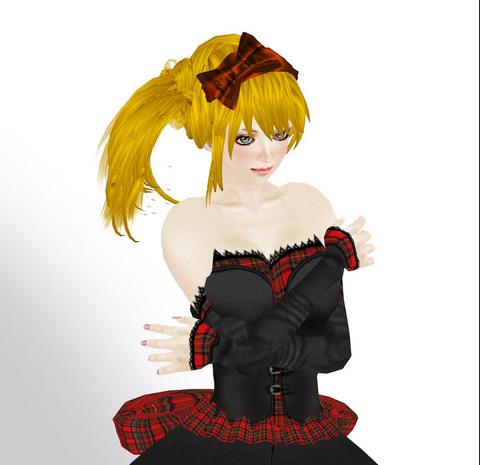 赤と黒のチェックが美しいゴスロリドレス