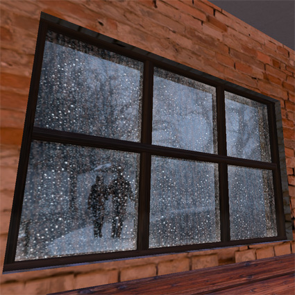 雪と雨の窓
