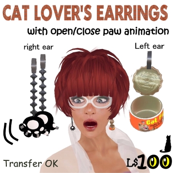 Animated paw earrings