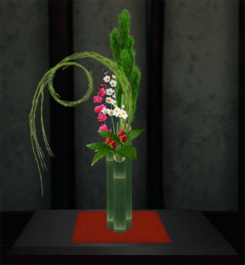 門松と初春の花