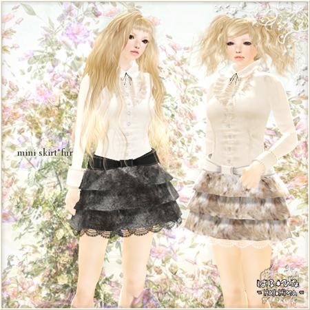 mini skirt*floral & fur