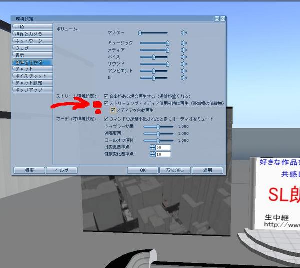 SL生中継でYouTubeを 見る。