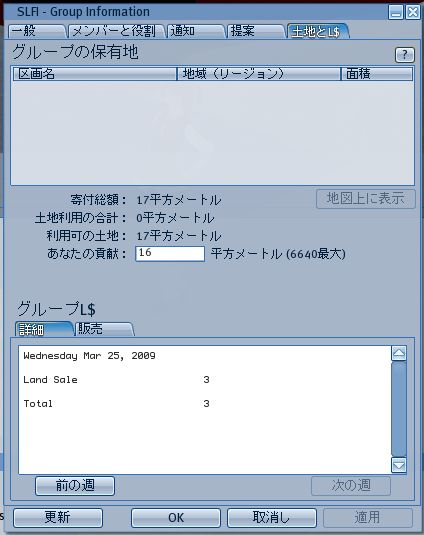 実験：土地をグループに譲渡する