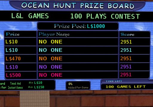 L$1000 が払出！ Ocean Hunt Contest