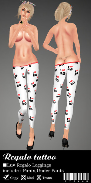 1L$ ハートTattoo付きレギンス