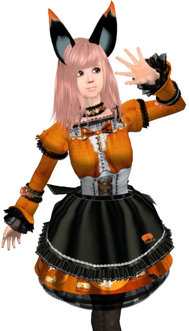 フリー!とっても可愛い狐さんなハロウィンドレスとセミロング