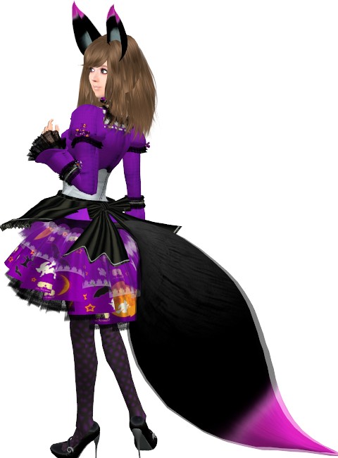 フリー!とっても可愛い狐さんなハロウィンドレスとセミロング