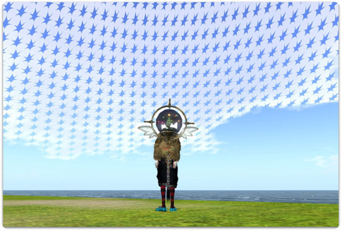 空に変な模様がぁ>。<