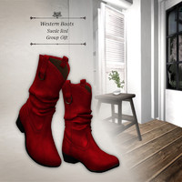 Western Suede Red Boots December 2017 Group Gift by S@BBiA 2017/12/11 11:43:17