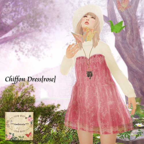 ***Ambrosia***Chiffon Dress[rose]